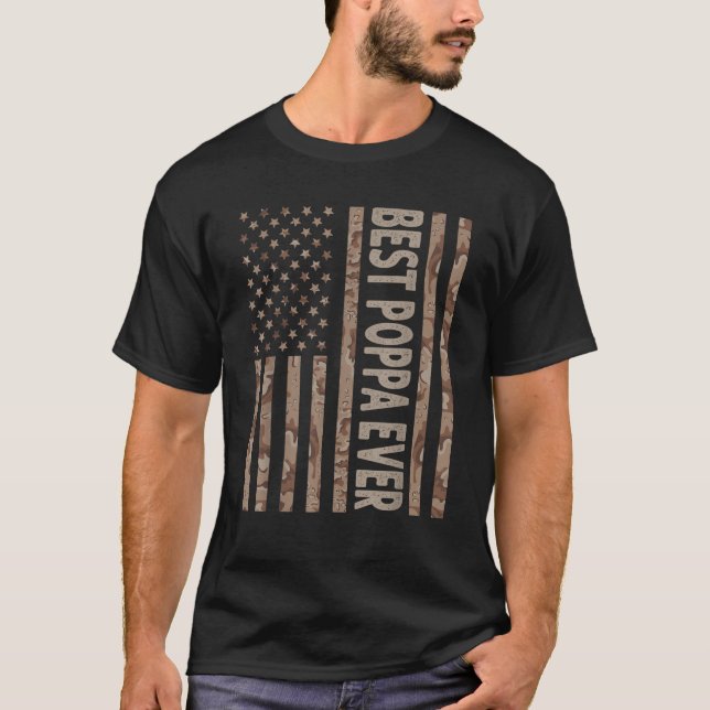 Best Poppa AldriUS American Flagga Funny Grandpa T T Shirt (Framsida)
