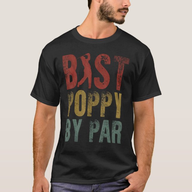 Best Poppy by Par Fars dag Grandpa Golf Golfing T Shirt (Framsida)