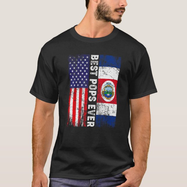 Best Pops Alltid Fars dag Costa Rica USA Flagga T Shirt (Framsida)