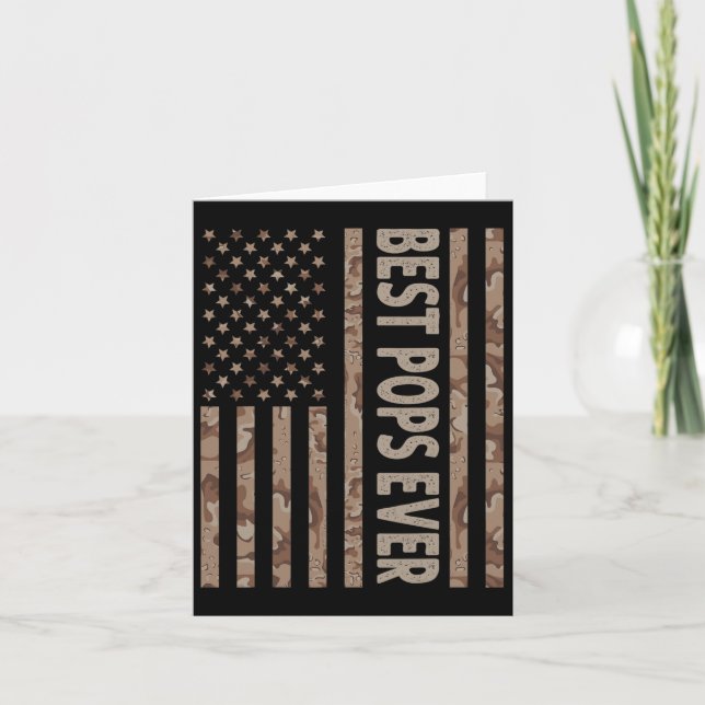 Best Pops Alltid US American Flagga Funny Grandpa  Kort (Framsida)