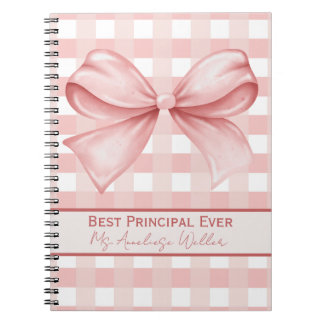 Best Principal Ever Personalized Gingham Bow Anteckningsbok