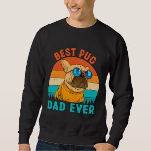 Best Pug Pappa någonsin Kärlek Doggies Retro Vinta Lång Ärmad Tröja