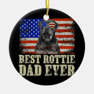Best Rottie Pappa All American Flagga Rottweiler Julgransprydnad Keramik