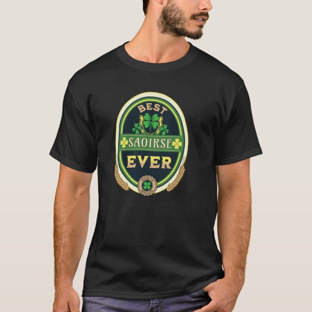 Best Saoirse All Personal Namn Irish Retro Beer L. T Shirt (Framsida)