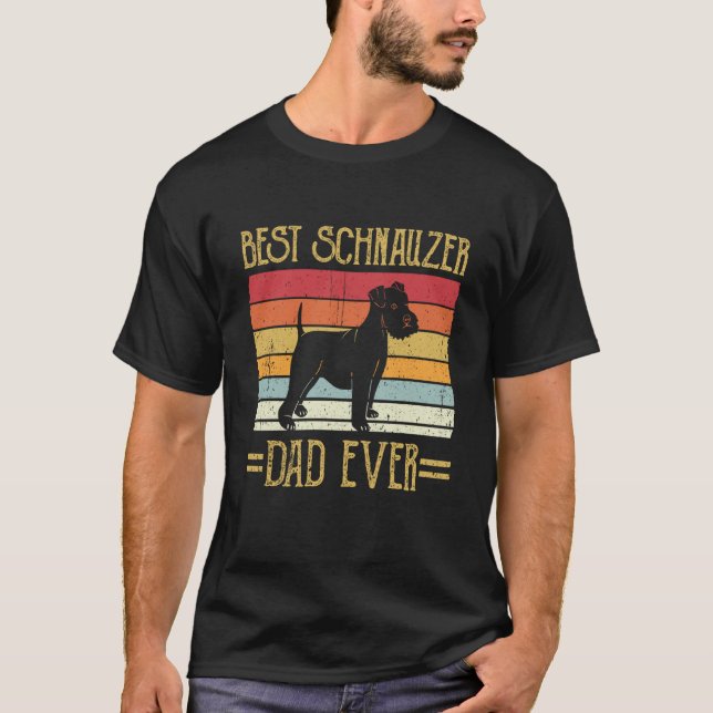 Best Schnauzer Dad Ever Giant Showers Herrechen T Shirt (Framsida)