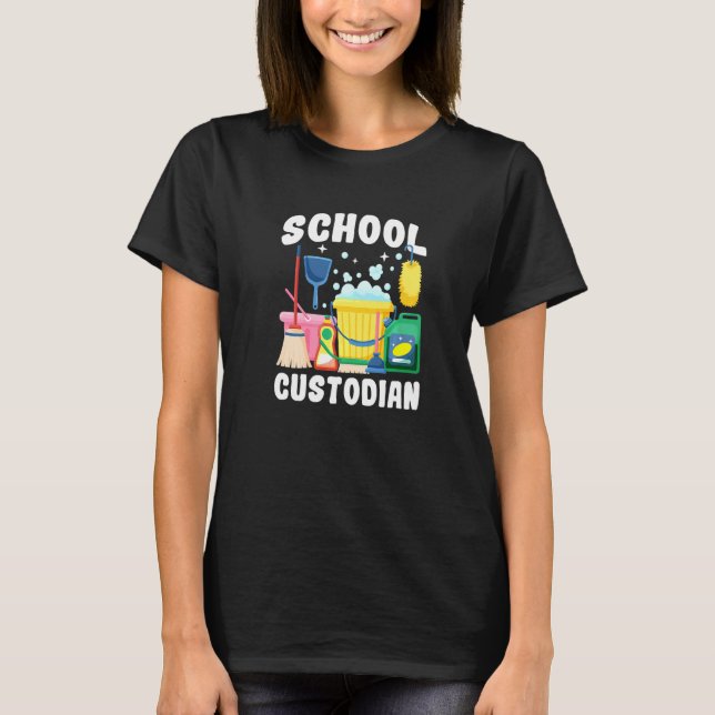 Best School Custodian School Janitor T Shirt (Framsida)