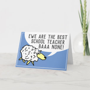 Best School Teacher Pub None - Sheep Pun Kort