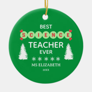 Best Science Teacher Typography-Grönten Jul Julgransprydnad Keramik