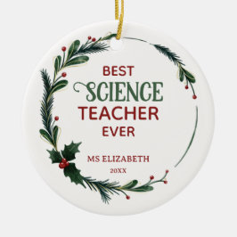 Best Science Teacher Typography-julkrans Julgransprydnad Keramik