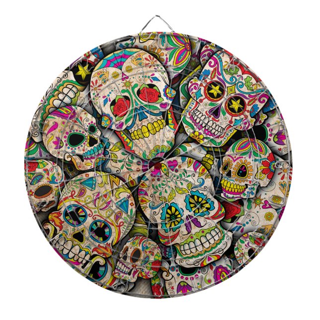 Best Selling Sugar Skull Mönster Darttavla (Framsidan)