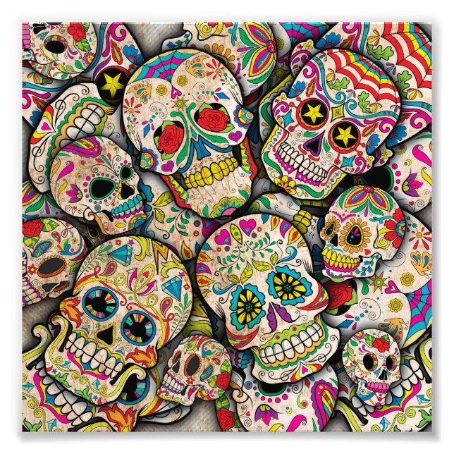 Best Selling Sugar Skull Mönster Fototryck (Framsidan)