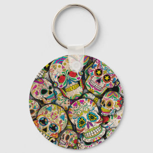 Best Selling Sugar Skull Mönster Nyckelring