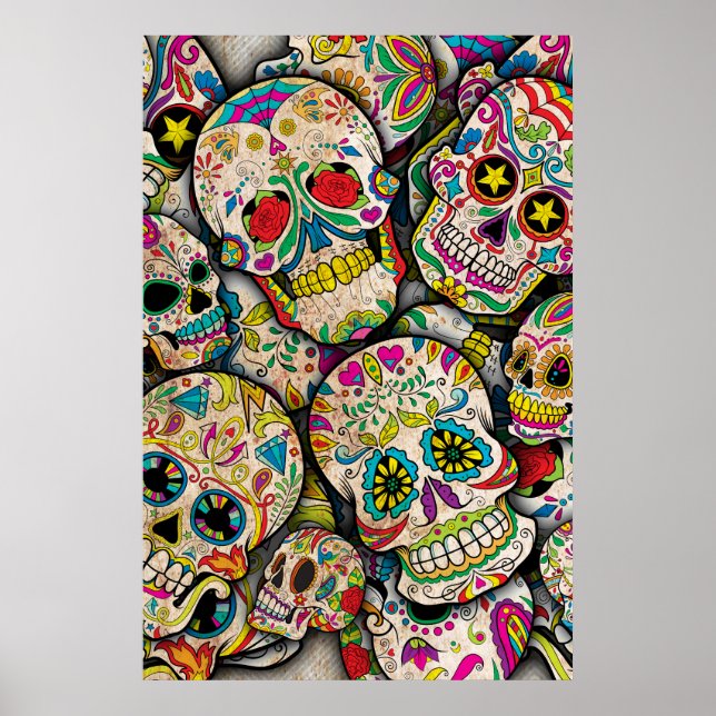 Best Selling Sugar Skull Mönster Poster (Framsidan)