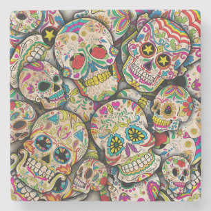 Best Selling Sugar Skull Mönster Stenunderlägg