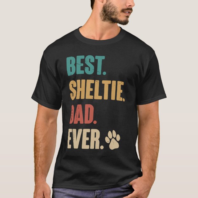 Best Sheltie Pappa Shetland Sheepdog Hund T Shirt (Framsida)
