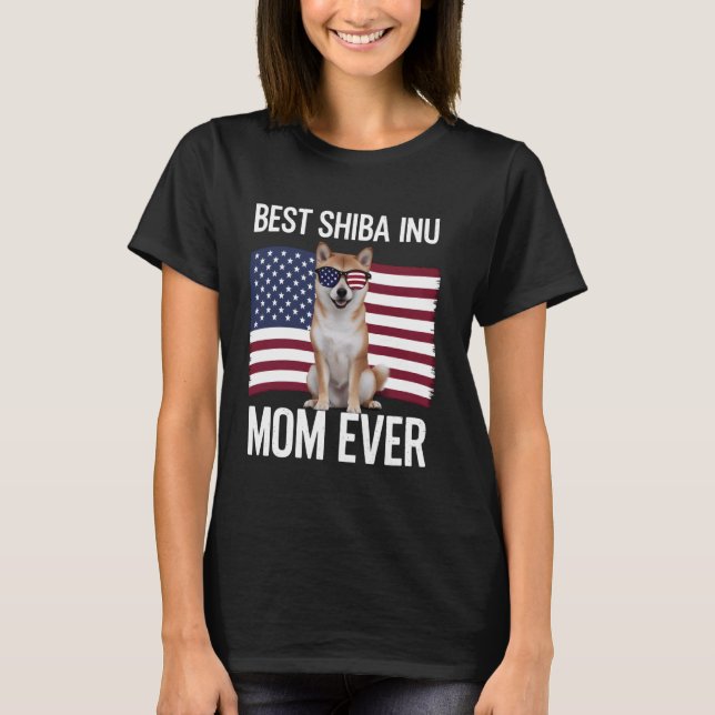 Best Shiba Inu Mamma, 4:e juli Patriotic Hund T Shirt (Framsida)