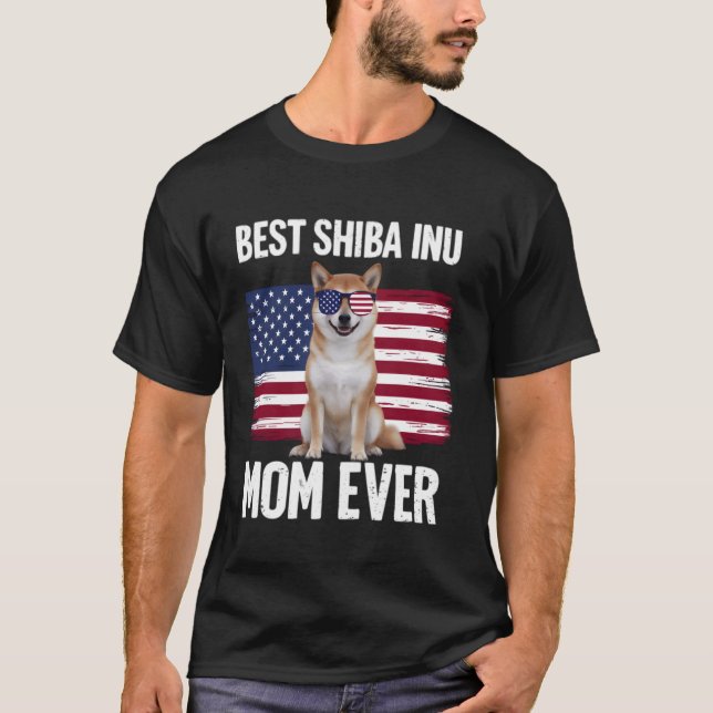 Best Shiba Inu Mamma, 4:e juli Patriotic Hund T Shirt (Framsida)