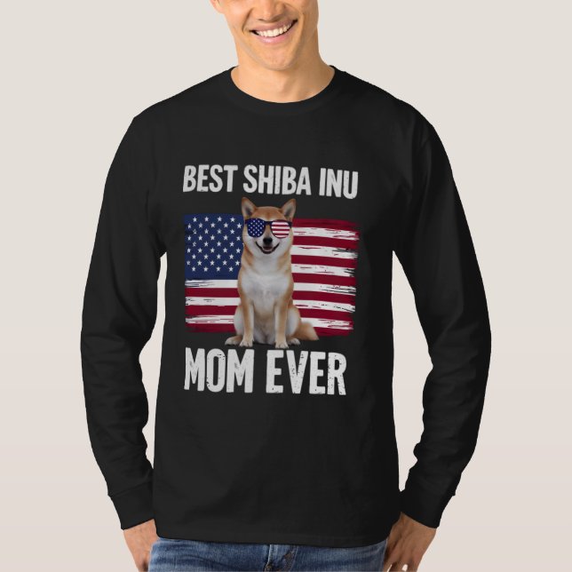 Best Shiba Inu Mamma, 4:e juli Patriotic Hund T Shirt (Framsida)