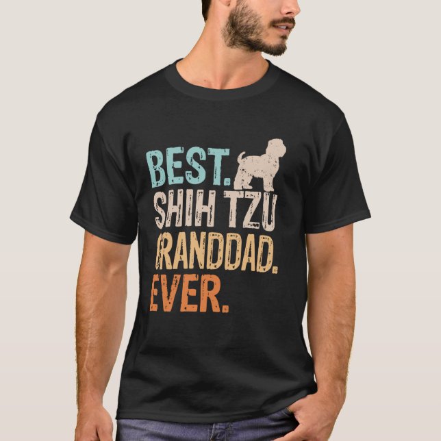 Best Shih Tzu Granddad Hund älskare Grandpa Funn T Shirt (Framsida)