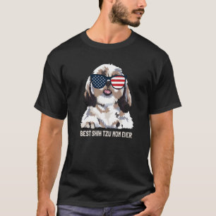 Best Shih Tzu Mamma någonsin USA American Flagga M T Shirt