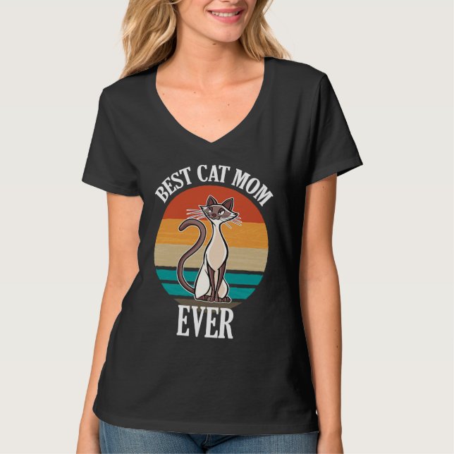 Best Siamese Cat Mom Ever  Cat T Shirt (Framsida)