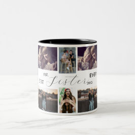 Best Sister Ever – 8 Photo Collage Mug Två-Tonad Mugg