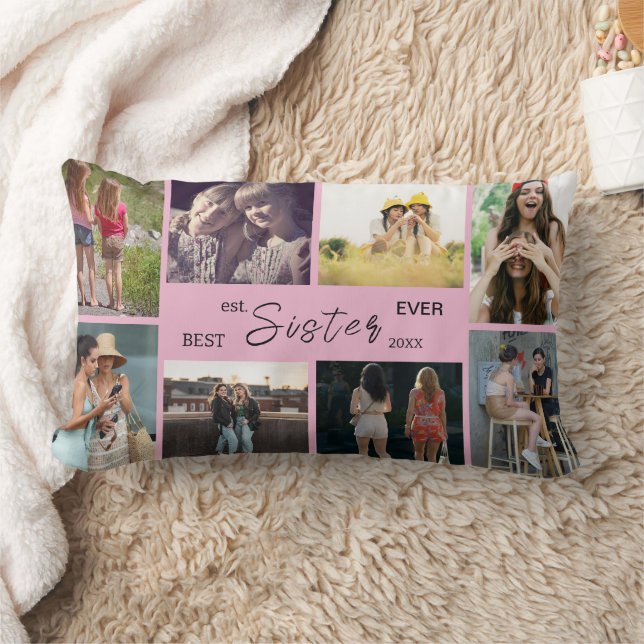 Best Sister Ever – 8 Photo Collage Pillow Lumbarkudde (Filt)