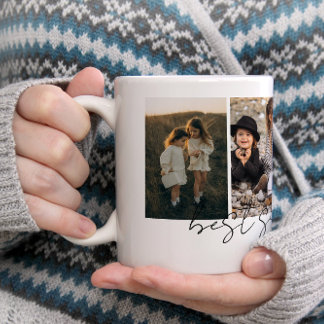 Best Sister Ever Modern Script 4 Photos Collage Kaffemugg