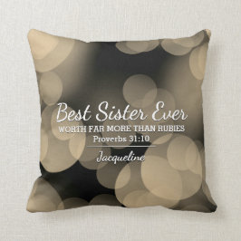 BEST SISTER EVER Prov 31 Sepia Bokeh-Personligen Kudde