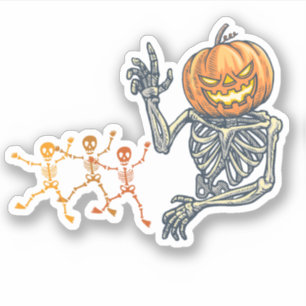 Best Skeleton pumpkin Sticker, Halloween Decor Klistermärken