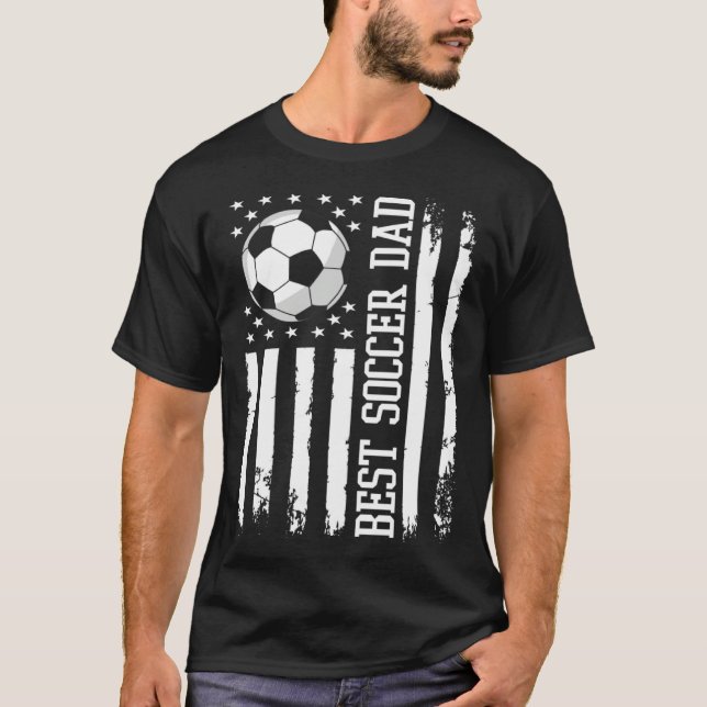 Best Soccer Dad Soccer Daddy US Flag T Shirt (Framsida)