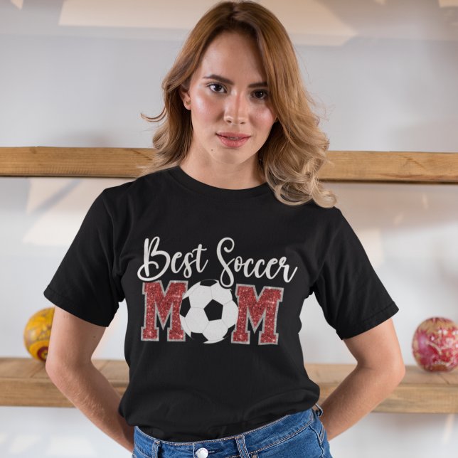 Best Soccer Mom cute bright Red text T Shirt (Skapare uppladdad)