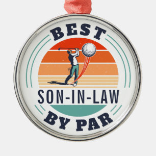 Best Son in Law by Par Retro Anpassningsbar Golf Julgransprydnad Metall