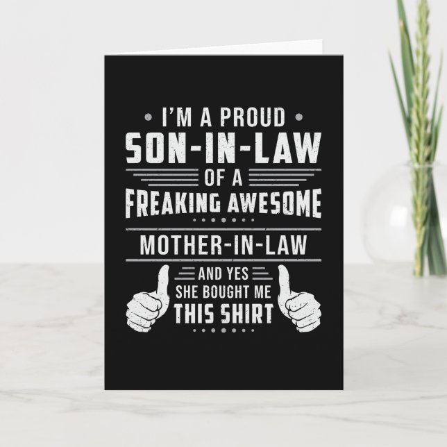 Best Son in Law Son Freaking Proud Gift Idea Kort (Framsida)