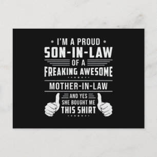 Best Son in Law Son Freaking Proud Gift Idea Vykort