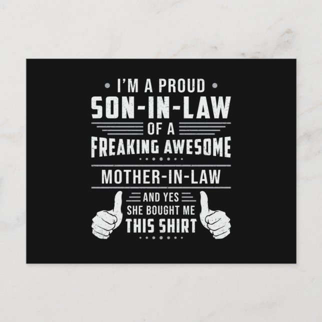 Best Son in Law Son Freaking Proud Gift Idea Vykort (Framsida)