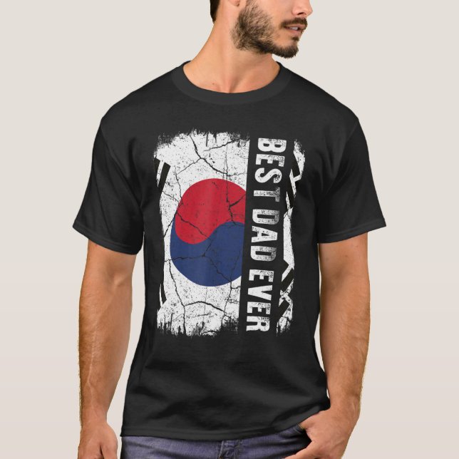 Best South Korean Dad Ever South Korea Flag Father T Shirt (Framsida)