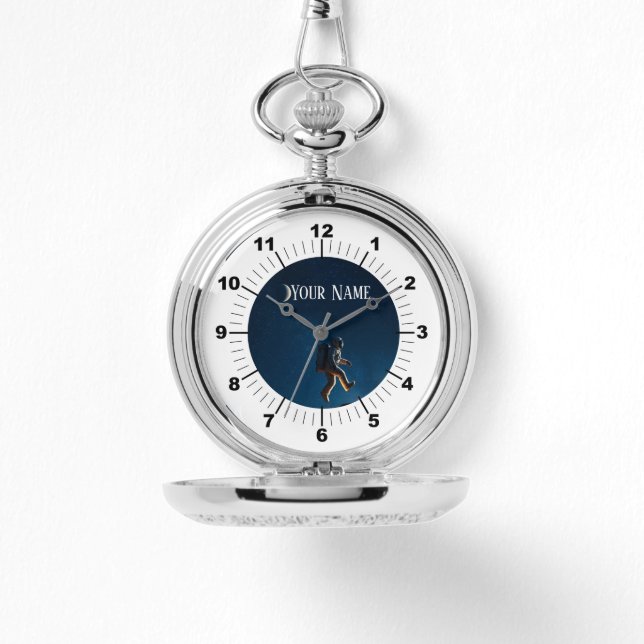 BEST. Space Silver Pocket Watch ⌚ 👨 ‍ 🚀 Anpassni Armbandsur (Framsida)
