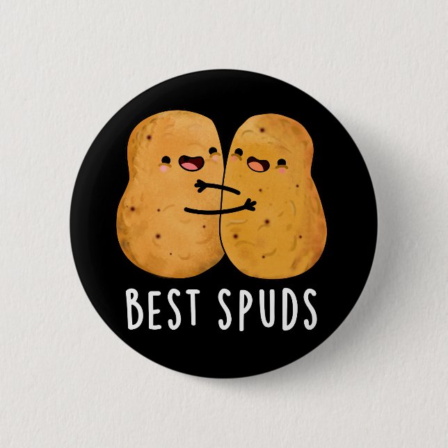 Best Spuds Funny Best Buddies Potato Pun Mörk BG Knapp (Framsida)