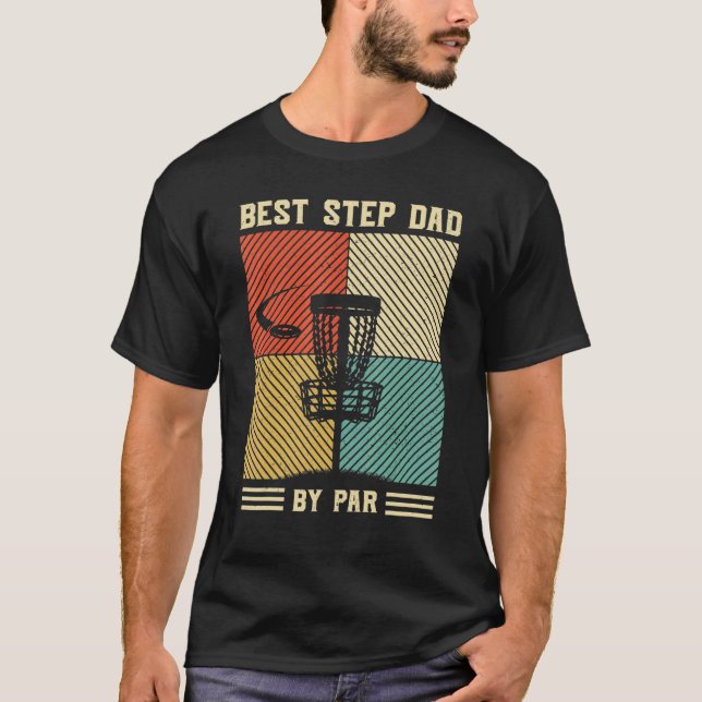 Best Stepdad by Far Manar Golf Retro Sunset Pappa  T Shirt (Framsida)