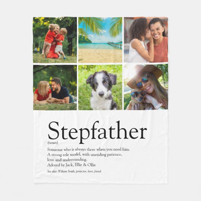Best Stepfather, Stepdad Definition 6 Photo Roligt Fleecefilt (Framsidan)