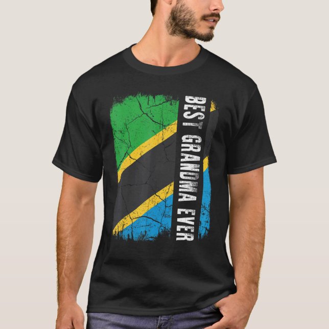 Best Tanzanian Grandma Ever Tanzania Flag Mother's T Shirt (Framsida)
