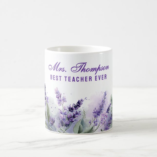 Best Teacher Appreciation Lavender Spring Floral Kaffemugg (Center)