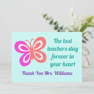Best Teacher Apprecition Söt Butterfly Quote Kort