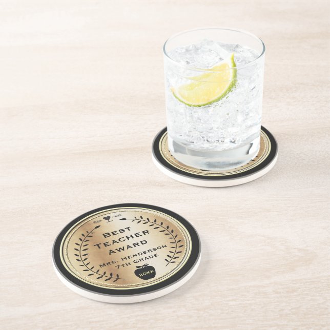 Best Teacher Award Guld med Black Underlägg (Sidan)