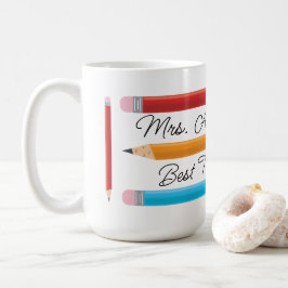 Best Teacher Blue Red Gult Pencil Kaffemugg