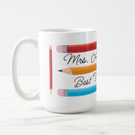 Best Teacher Blue Red Gult Pencil Kaffemugg