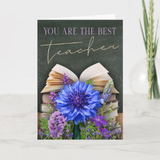 Best Teacher Chalkboard Floral Card Kort