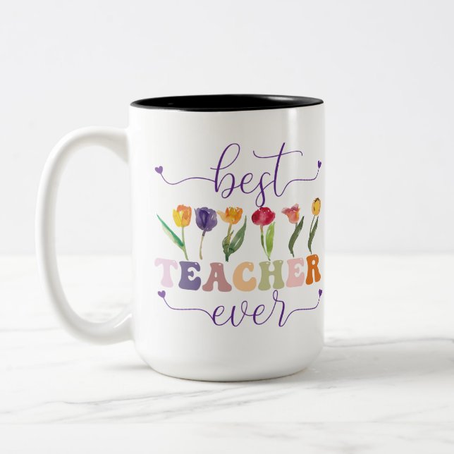 Best teacher ever, Custom mug  for teacher Två-Tonad Mugg (Vänster)