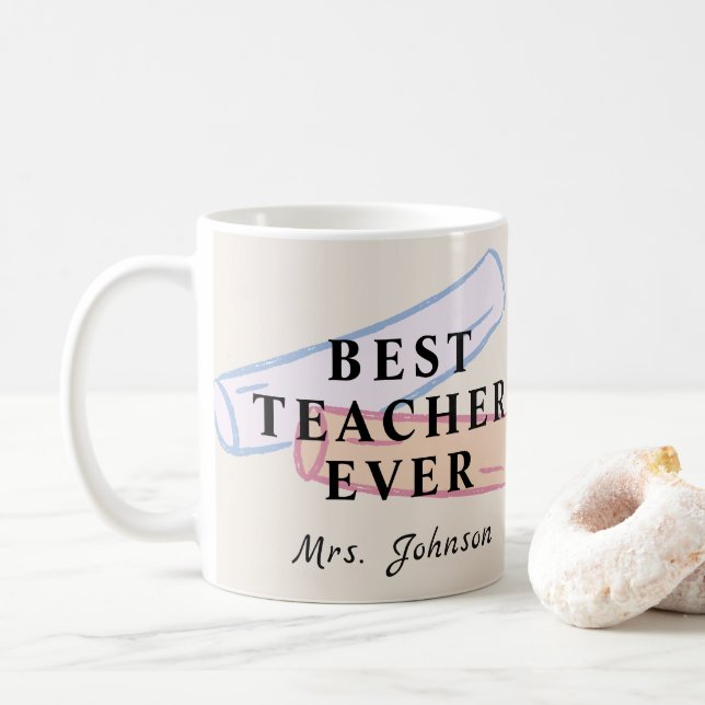 Best Teacher Ever – Custom Name Coffee Mug Kaffemugg (Med munk)